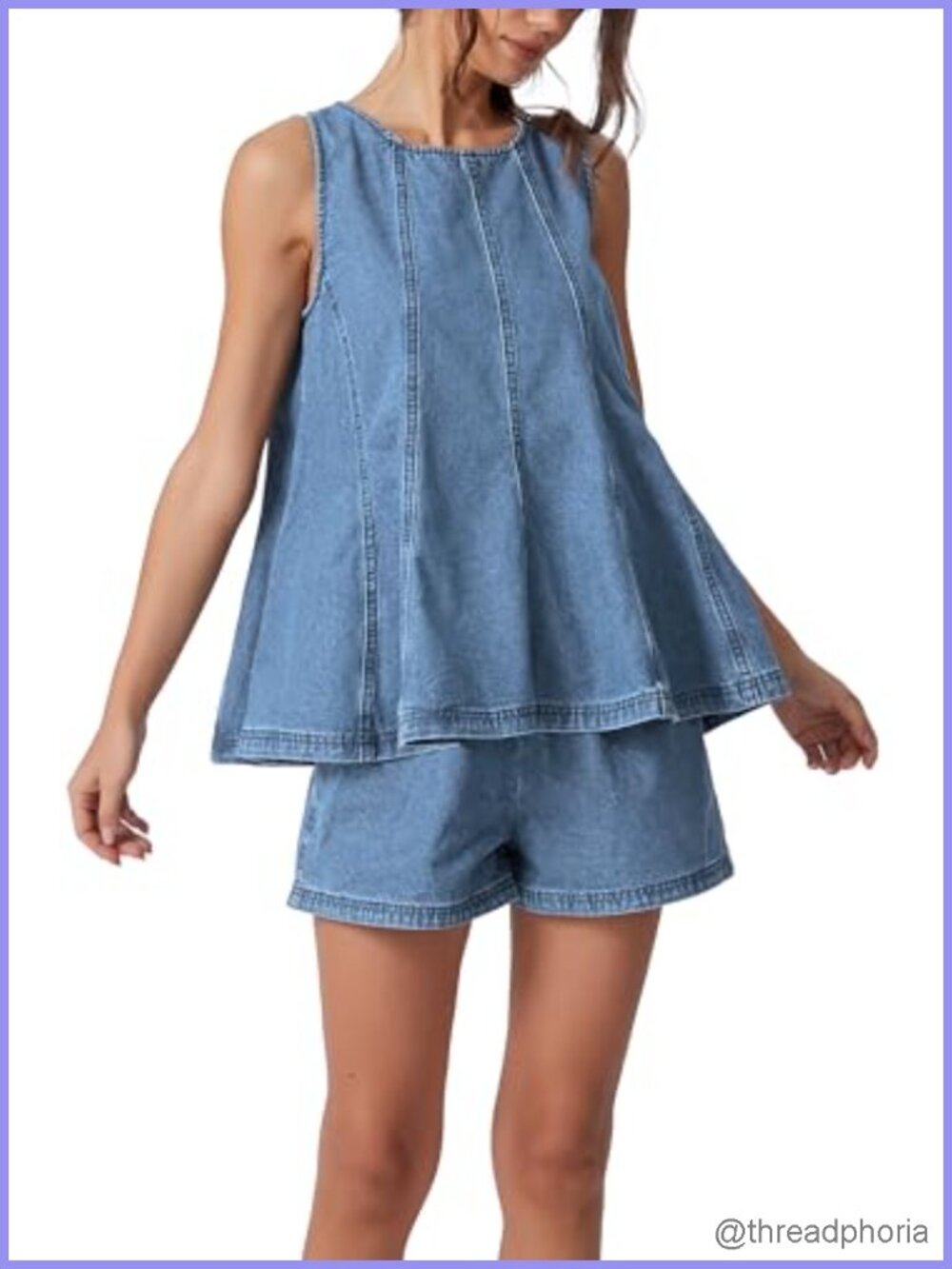 Sleeveless Denim Top with High Rise Jean Shorts 2 Piece Set